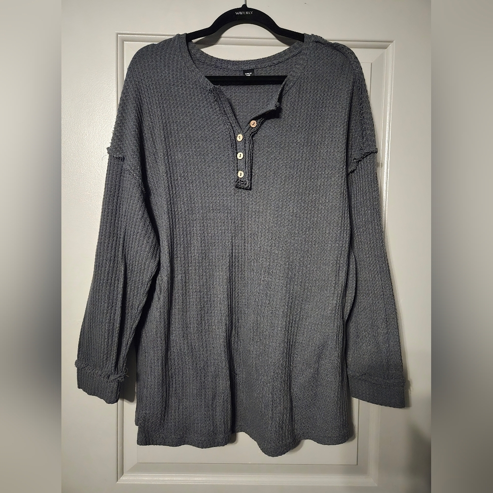 Womans Gray Henley Shirt
